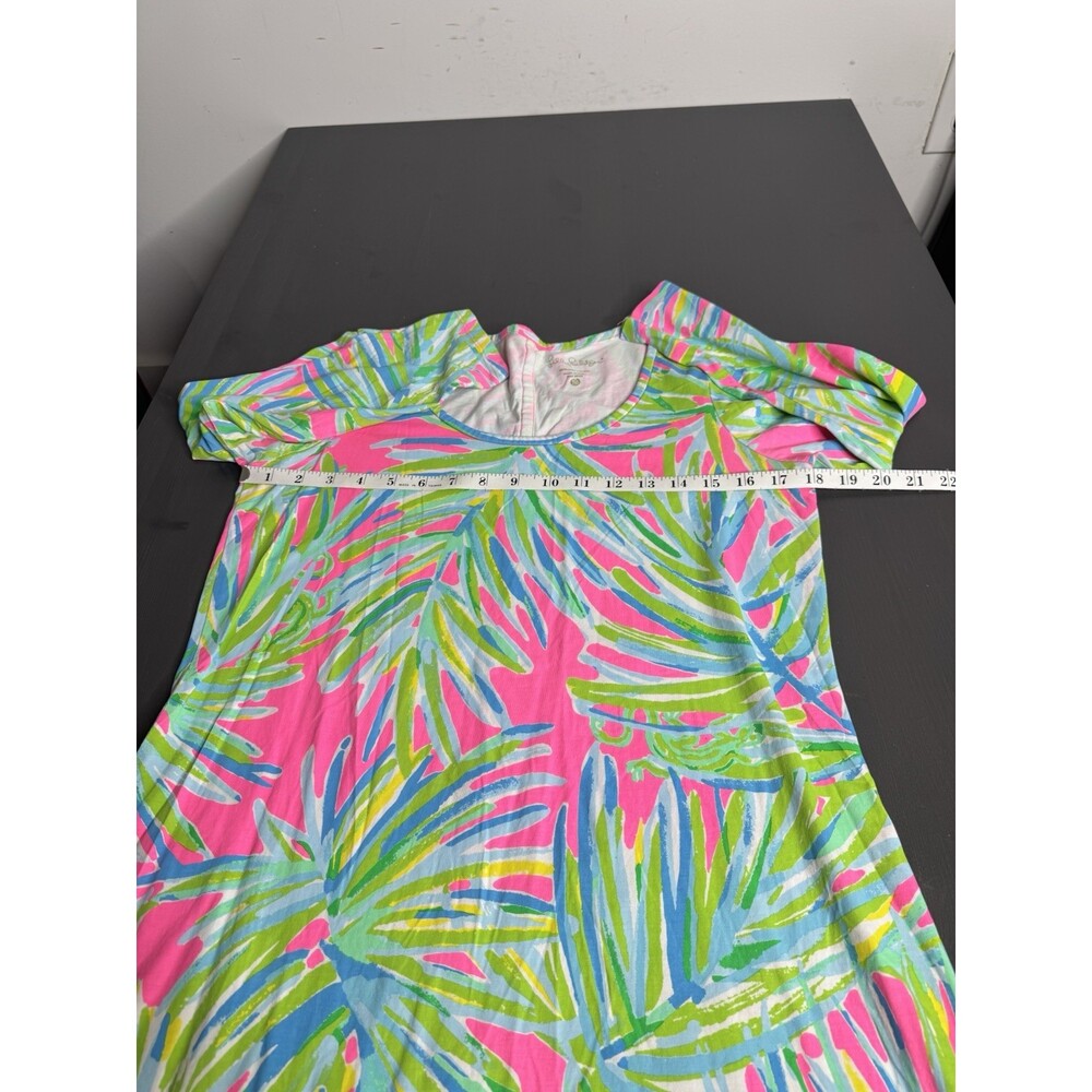 Lilly Pulitzer Beacon Dress Tiki Pink Palm Leaves Pineapple Print Pima Cotton - Picture 5 of 7